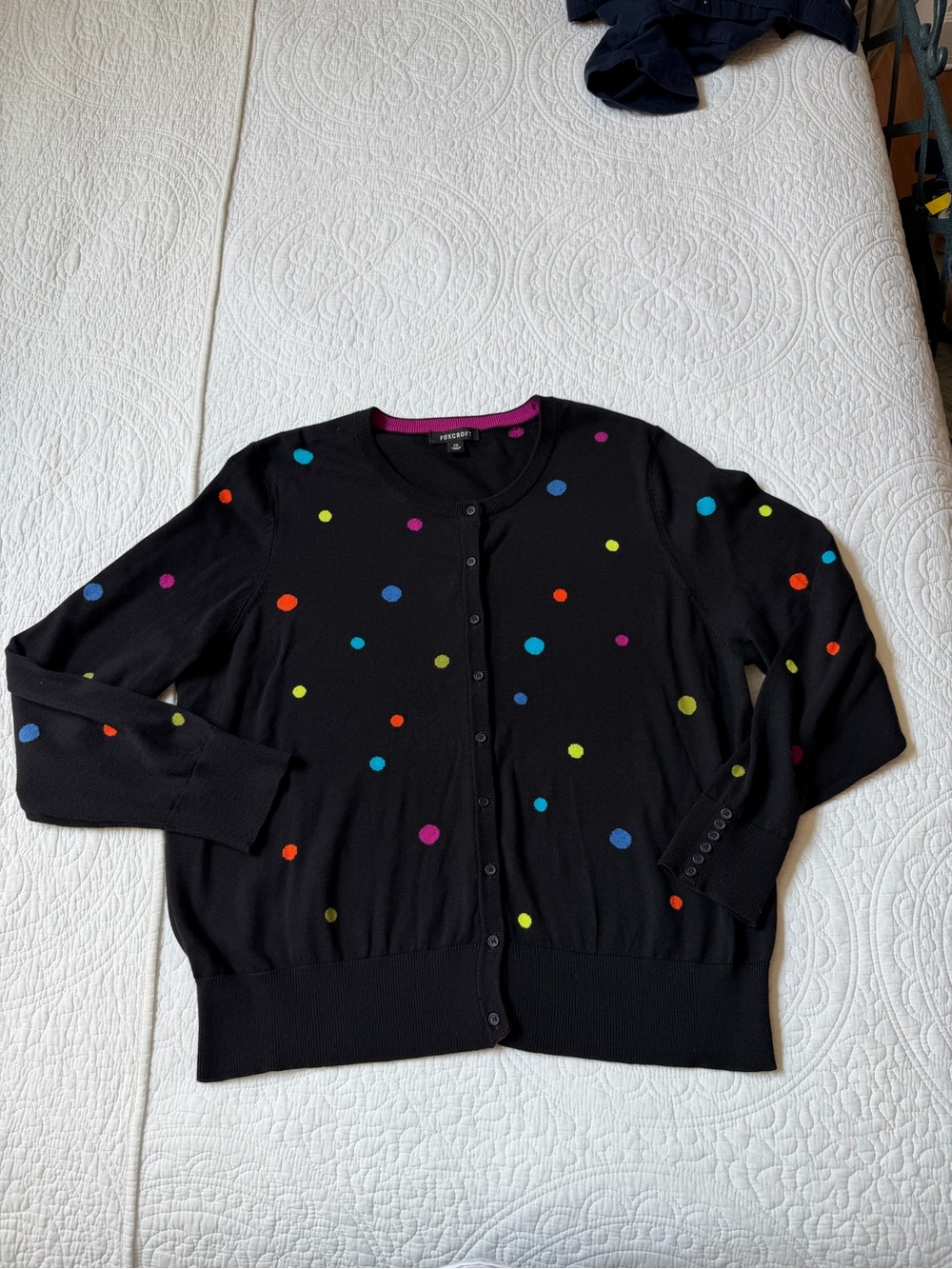 Foxcroft Rainbow Polka Dot cardigan 100% cotton - Picture 3 of 8